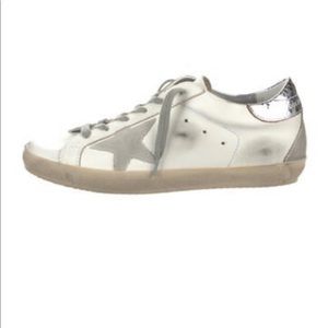 GOLDEN GOOSE Super Star Leather Sneaker White/Silver and gray. Size 38 EU